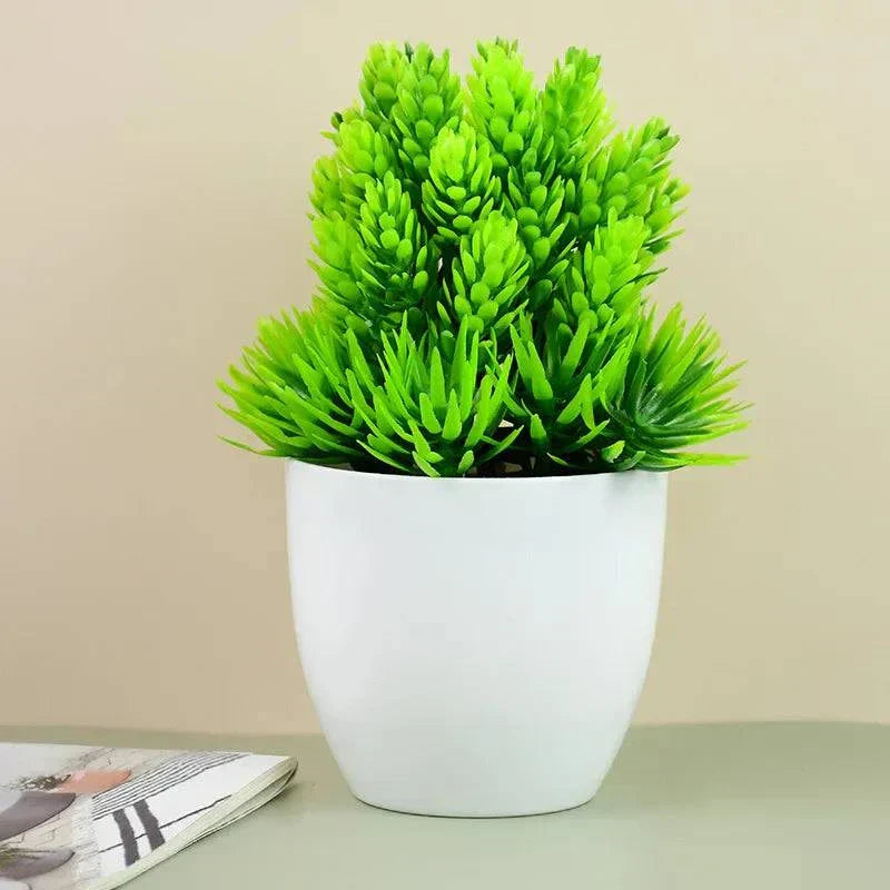 Artificial Plants Bonsai Small Green Tree Plants Fake Flower Potted Ornament Home Room Garden Office Desk Fake Bonsai Decoration