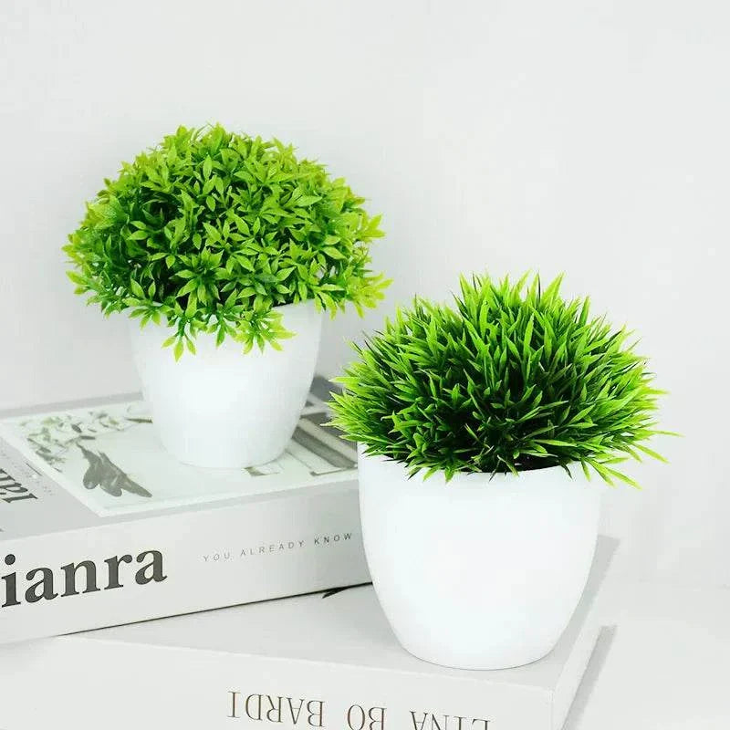 Artificial Plants Bonsai Small Green Tree Plants Fake Flower Potted Ornament Home Room Garden Office Desk Fake Bonsai Decoration