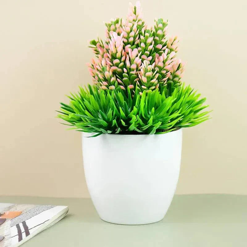 Artificial Plants Bonsai Small Green Tree Plants Fake Flower Potted Ornament Home Room Garden Office Desk Fake Bonsai Decoration