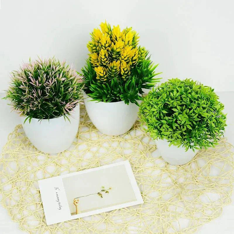 Artificial Plants Bonsai Small Green Tree Plants Fake Flower Potted Ornament Home Room Garden Office Desk Fake Bonsai Decoration