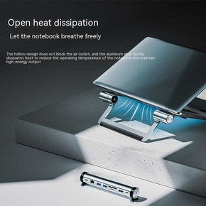 Notebook bracket docking station converter with aluminum alloy design for heat dissipation.